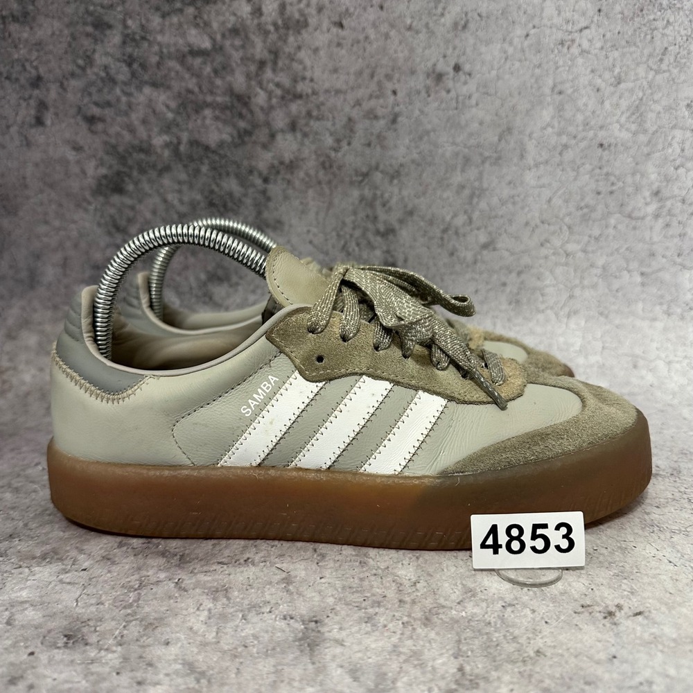 Adidas Sambae Sneakers Womens 7.5 Grey White Gum Platform Casual IE9108 Leather